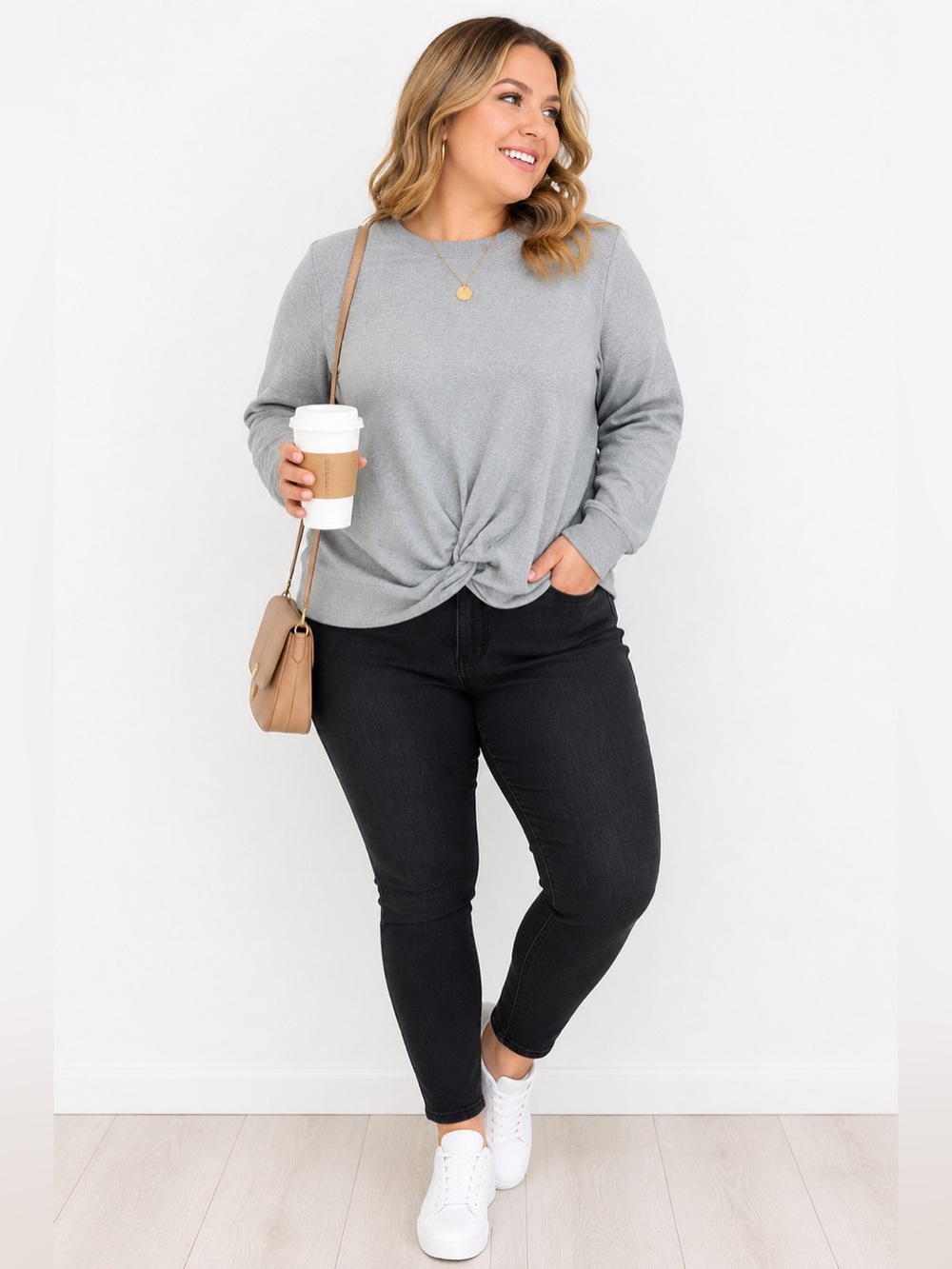 GAP Gray Twist Front Crewneck Sweater XL Long Sleeve Pullover